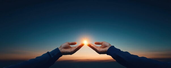 Abstract hands reaching for a glowing star in the night sky, representing the challenge of striving for hope and new possibilities hope, challenge new beginnings