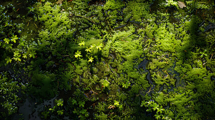 Fototapeta premium Close-up of Lush Green Moss with Water Droplets