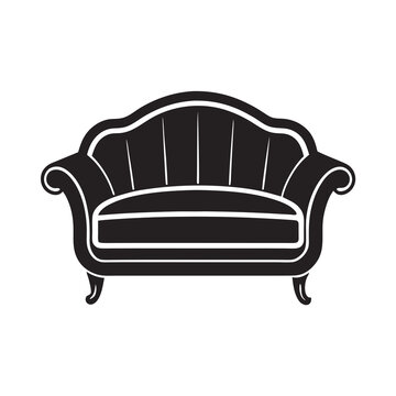 recommend clip art: Couch sofa furniture silhouette vector on a white background