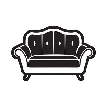 recommend clip art: Couch sofa furniture silhouette vector on a white background