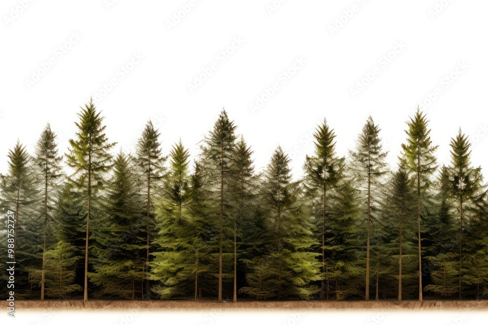 Sticker pine tree forest nature landscape outdoors.