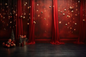 Empty space room christmas lighting architecture.