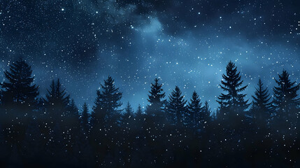 Stunning Night Sky Over a Dark Forest