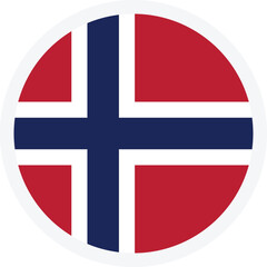 Obraz premium Flag of Norway. Round flat icon on transparent background. Icon for mobile apps, UI and web design