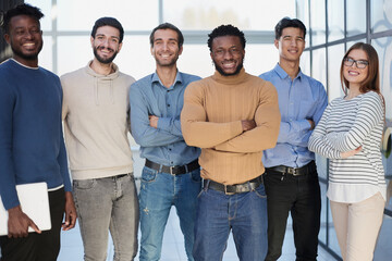 Fototapeta premium Portrait Of Multi-Cultural Office Staff Standing In Lobby