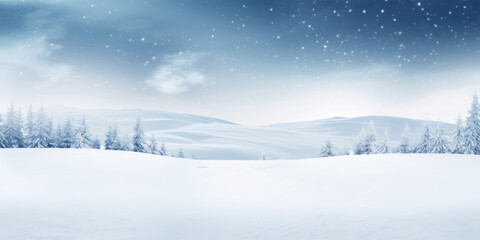 Obraz premium Snowy landscape under starry winter night sky