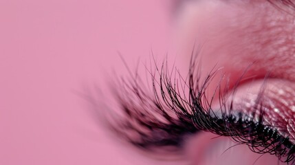 Fototapeta premium Eyelash Background. Whipped Lash Extension Brush in Beautiful Makeup Application