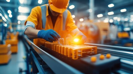 Large-scale recycling plant with automated machinery crushing plastic waste into small particles, eco-friendly technology in action plastic recycling, machinery