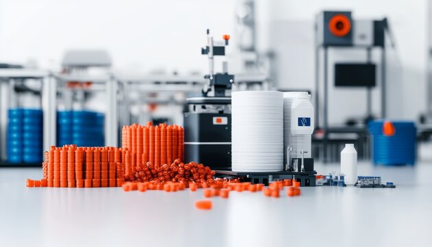 A factory floor where products are being assembled from 100 recycled materials