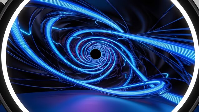The Unique Pattern of Blue Neon Light Lines, Different Dimension, Long Exposure Photography, Light Painting Photography, Art Photography, Black and Blue Background, Unique Background