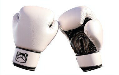 A pair of clean white boxing gloves