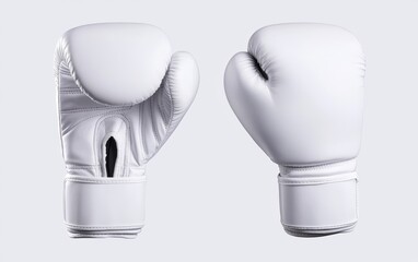 A pair of clean white boxing gloves