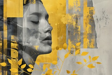 Fototapeta premium Mimosa collage advertisement photography.