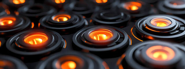 High-Tech Black Rings with Glowing Orange Cores
