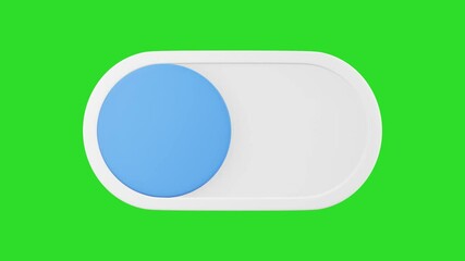 On off toggle, 3D slider switch button animation motion graphic isolated on green screen background