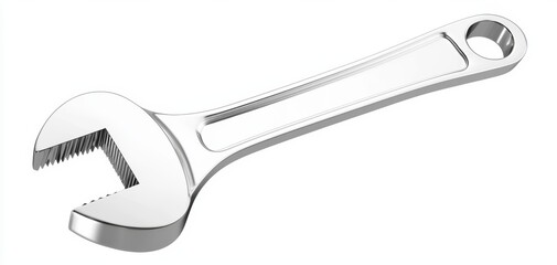 A shiny silver wrench with a smooth grip