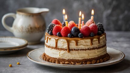 Delicious cake for a birthday celebration