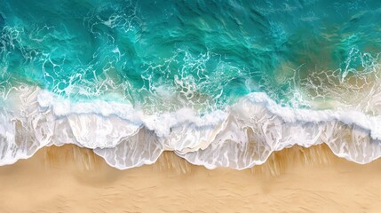 Fototapeta premium An aerial view of the beach from a top down perspective