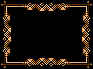 Art deco frame. Vintage linear border. Geometric gold frame in line art style. Design a template for invitations, leaflets and greeting cards. Vector illustration