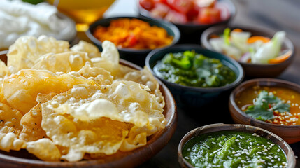 Indian Savory Snacks: Crispy Chips with Chutney