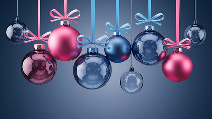 Pink and Blue Christmas Ornaments  Holiday Decoration Festive Cheer 
