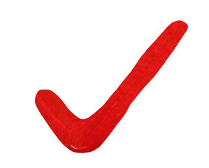 Vibrant red paint check mark stroke with transparent image of PNG format extension. © meepoohyaphoto