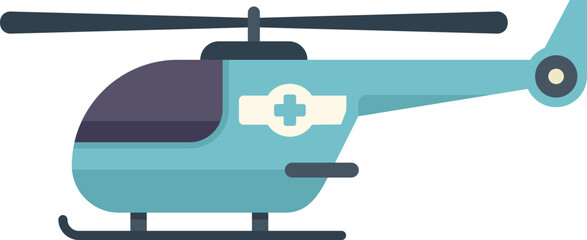 Blue medical helicopter transporting patient for emergency care in hospital