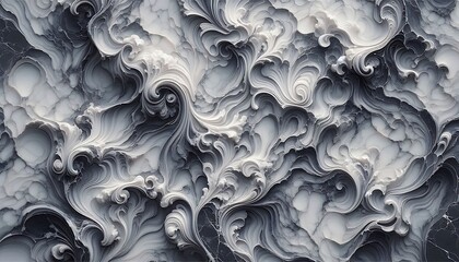 botanical design background marble texture gray, black color