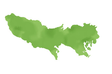 水彩タッチの東京都のイラストレーション