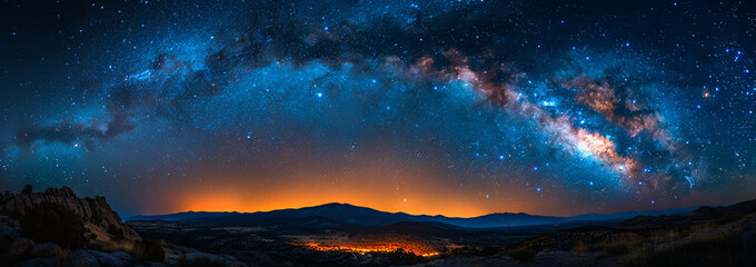Night starry sky over the ocean. Beautiful night landscape of the milky way.