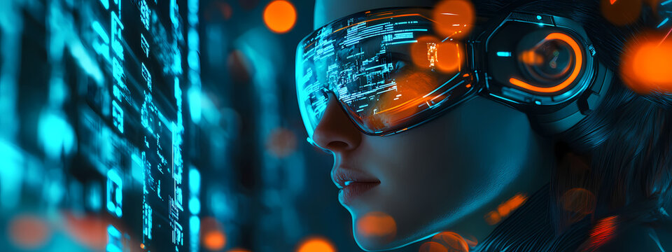 Neon-Lit Hacker Manipulating Digital Codes
