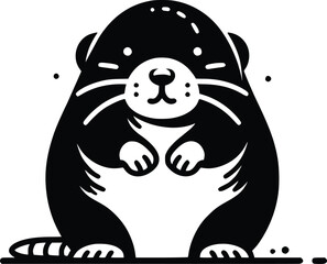 Cute Black and White Illustration of a Naked Mole Rat