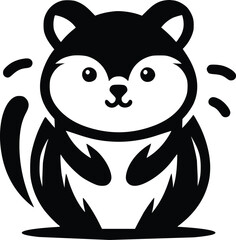 Black and White Illustration of a Cute Quokka