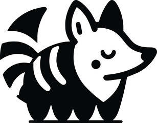 Cute Aardwolf Black and White Illustration