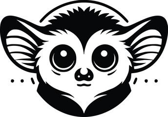 Cute Aye-Aye Black and White Illustration