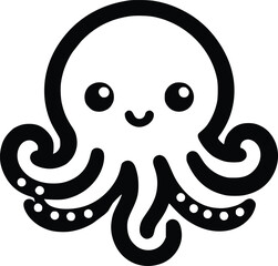 Cute Dumbo Octopus Black and White Illustration