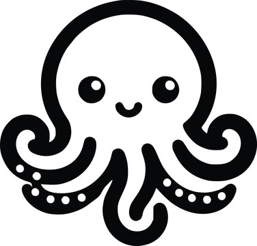 Cute Dumbo Octopus Black and White Illustration
