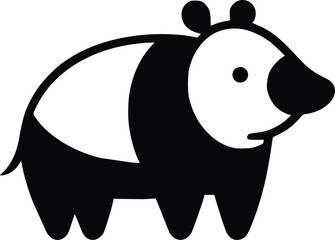 Cute Tapir Black and White Illustration