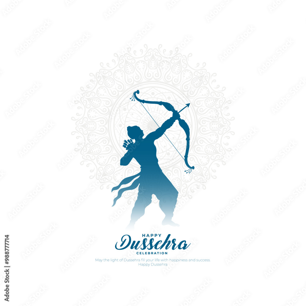 Wall mural happy dussehra greeting card and post. happy vijayadashami of lord rama killing ravana in dussehra v