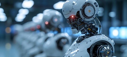 Fototapeta premium Woman wearing robotic soot and helmet 