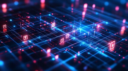 Fototapeta premium Futuristic Technology: Abstract Digital Interfaces, Data Networks, and AI Conceptual Art