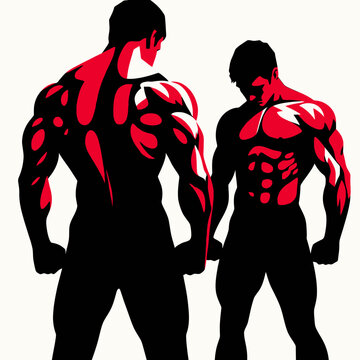 recommend clip art: Muscular bodybuilder vector silhouette illustration, gym, workout