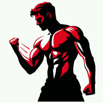 recommend clip art: Muscular bodybuilder vector silhouette illustration, gym, workout