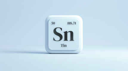 A simple icon of the chemical element Tin on a white background from the periodic table elements.