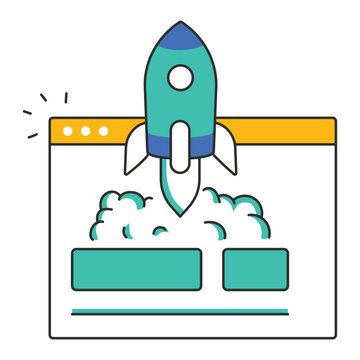 Launch & Deployment Icon Design. Representing Product Launch.Deployment.Go-Live.Software Release. EPS icon.