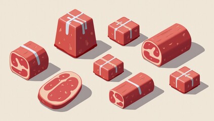 Obraz premium A bunch of different types of meat on a white background.