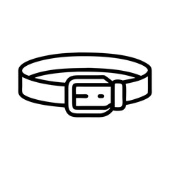 A belt is shown in a black and white drawing. The belt is made of leather and has a buckle