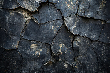 Fototapeta premium Black old wall cracked concrete background, abstract black texture, vintage old background.