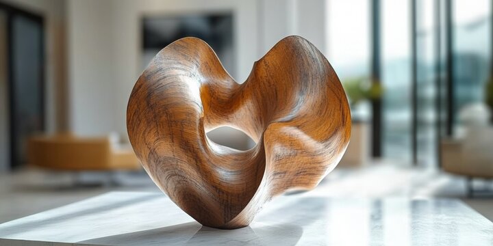 Modern Abstract Sculpture in Gallery, contemporary design, artistic decor, subtle background, engaging viewer's imagination