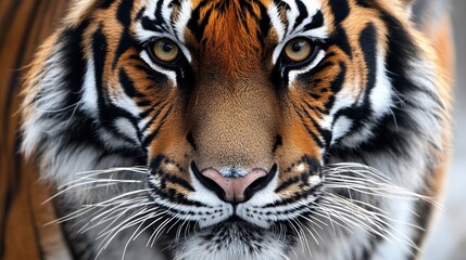 Obraz premium Close-up of a majestic tiger's face, highlighting its fierce gaze